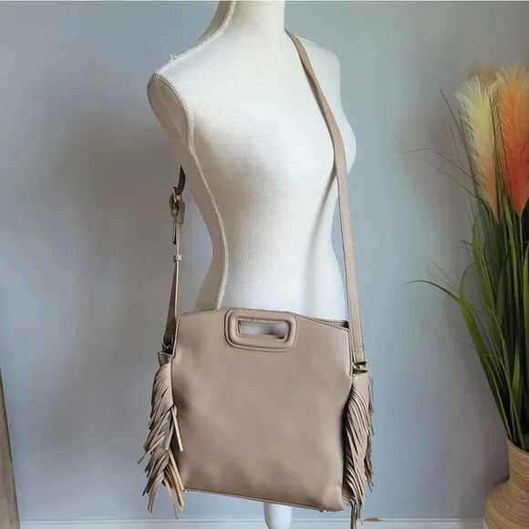 AHDORNED, New, Dakota Taupe Vegan Leather Fringe Crossbody Purse Tote Bag - Picture 2 of 15